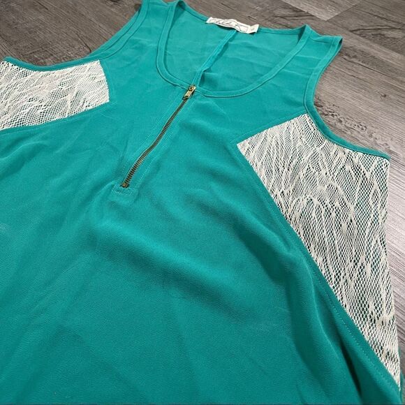 chloe k teal half zip tank - Picture 2 of 11